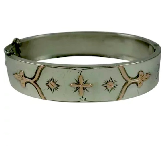 Antique French Silver & Rose Gold Bracelet. Pristine. - Picture 1 of 10